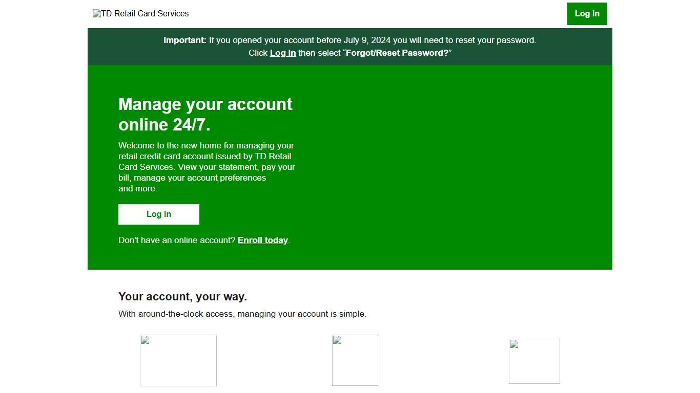 Manage your TD Retail Card Services Financing Account